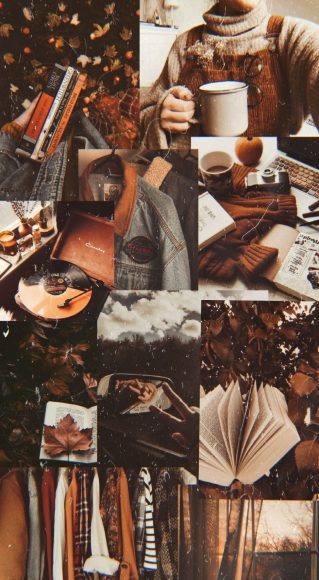 30 Cute Brown Aesthetic Wallpapers for Phone : Brown Autumn Collage I ...