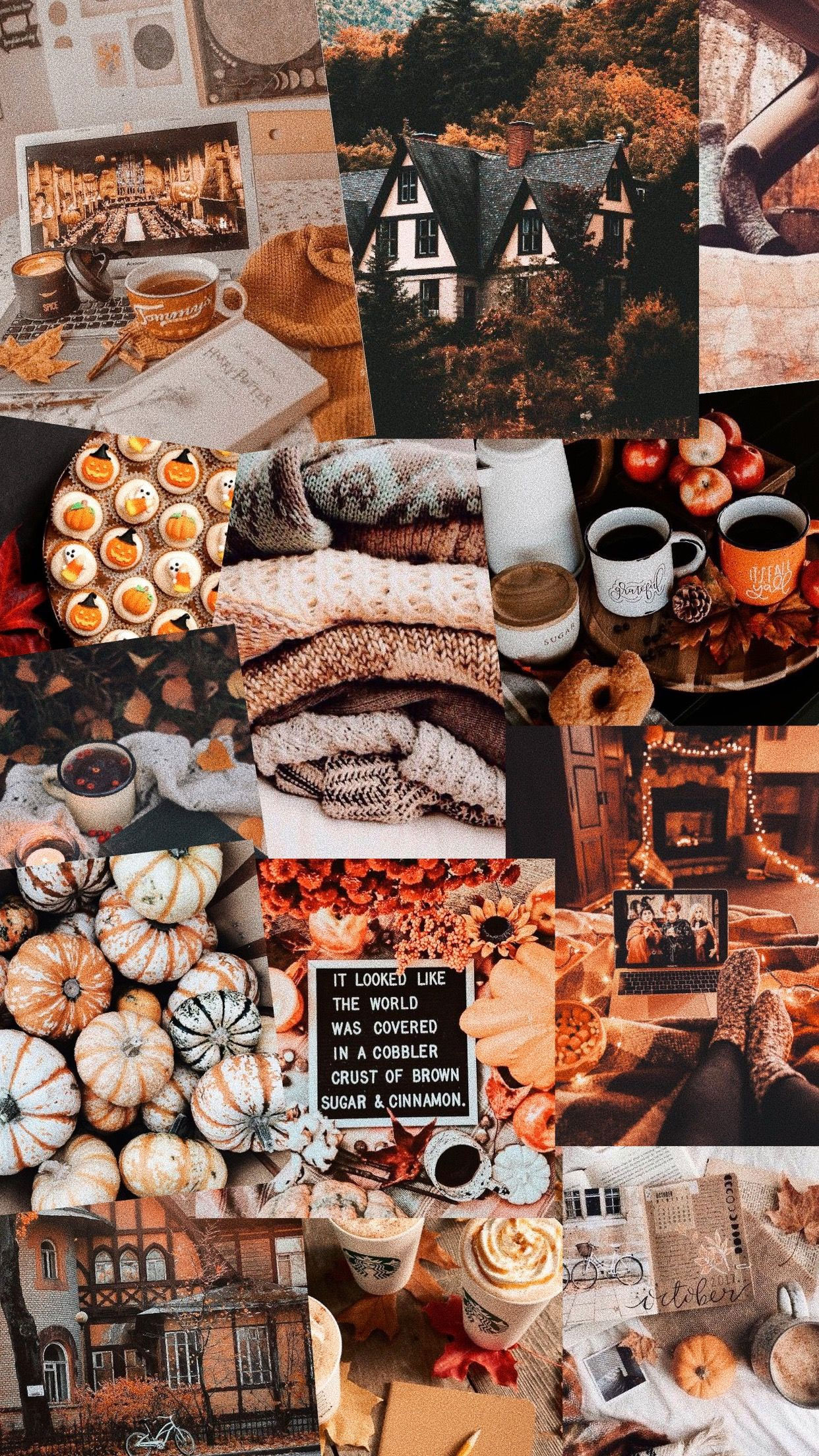30 Cute Brown Aesthetic Wallpapers for Phone : Pretty Autumn Collage Aesthetic