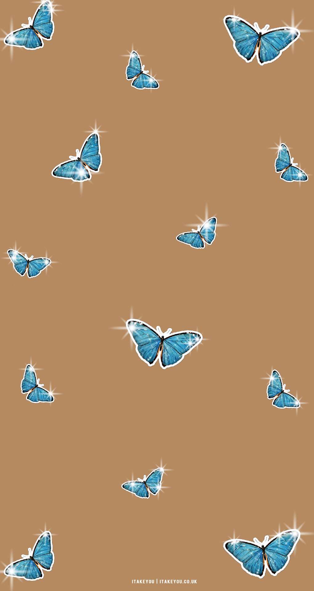 30 Cute Brown Aesthetic Wallpapers for Phone : Shiny Blue Butterflies