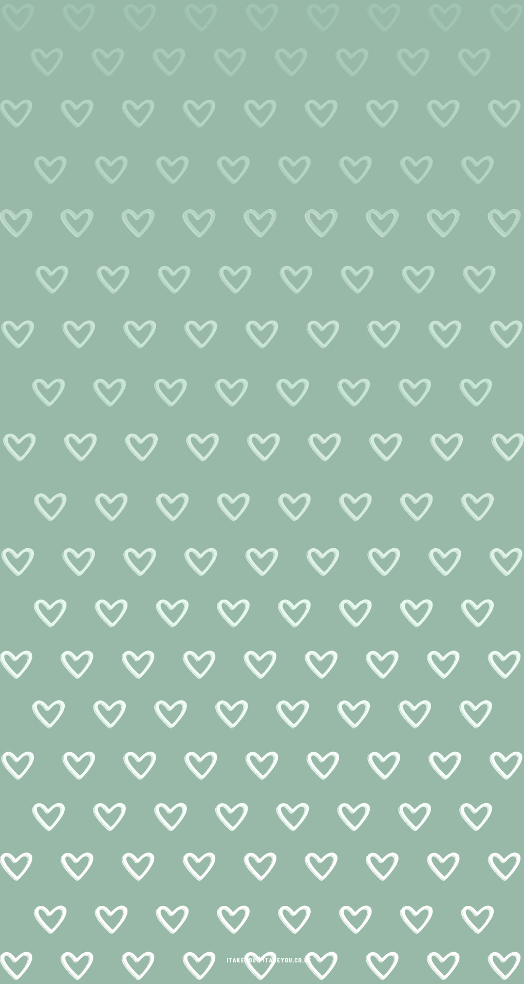 15 Sage Green Minimalist Wallpapers for Phone : Ombre Hearts