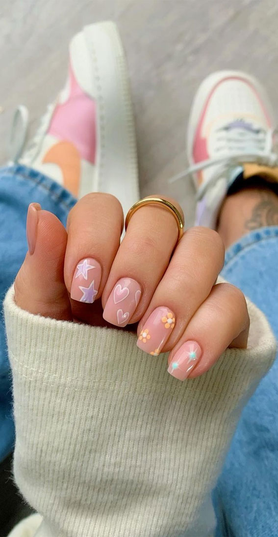 30 Cute Ways To Wear Pastel Nails : Mixed Nails Spring Dreams