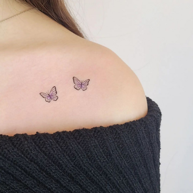 Shoulder butterfly tattoo small