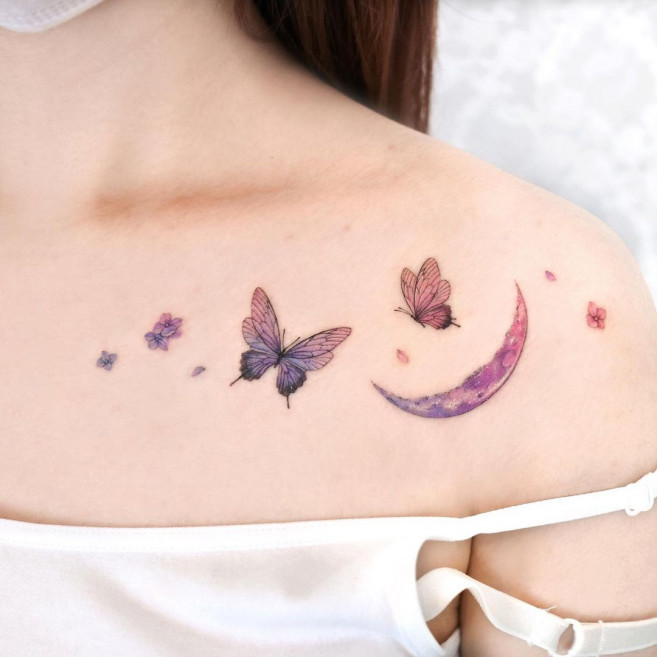 Tattoo uploaded by Natasha Serrano  dotwork butterfly moon dotworktattoos  nyctattooer butterflytattoo  Tattoodo