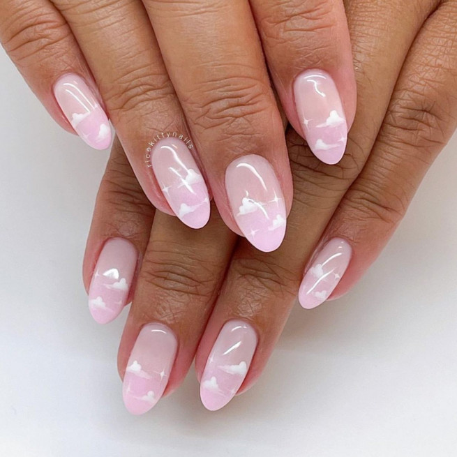 50 Trendy Pink Nails That’re Perfect For Spring : Pink Cloud Nails