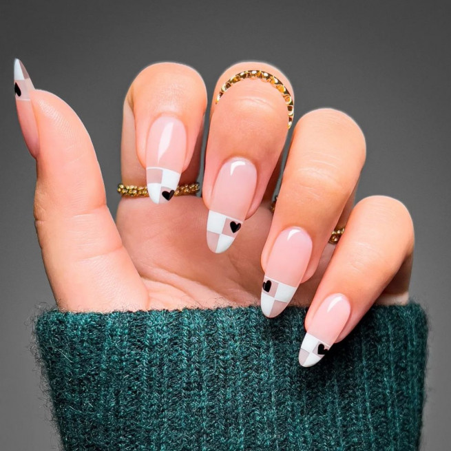 40 The Chicest Nail Art That You Need To Try Out : White Checker Tip Nail Art