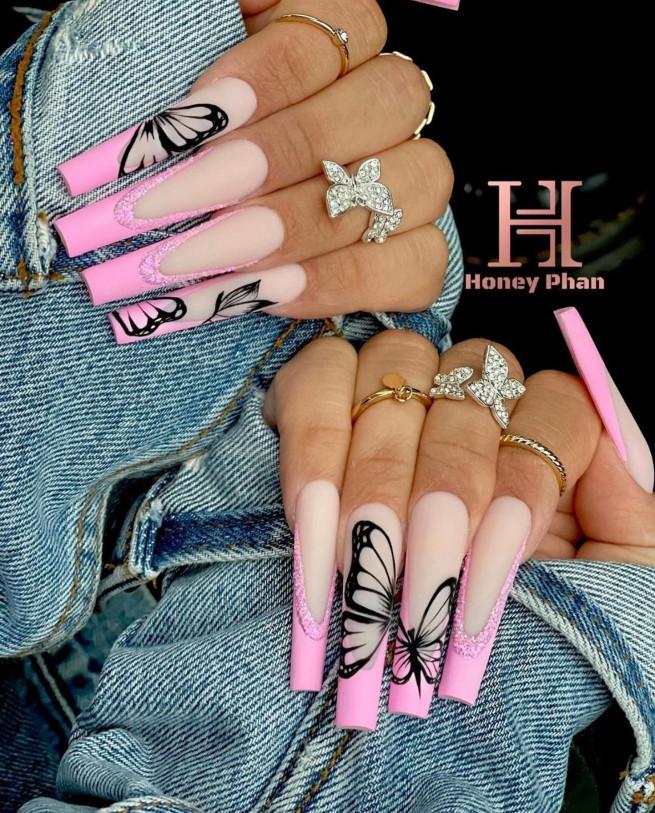 50 Trendy Pink Nails That’re Perfect For Spring : Baby Pink French Extra Long Nails