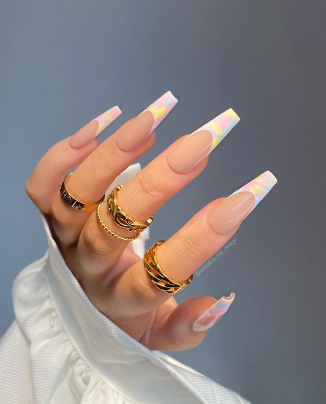 50 The Cutest Spring Nails Ever : Pastel Tie Dye Nails