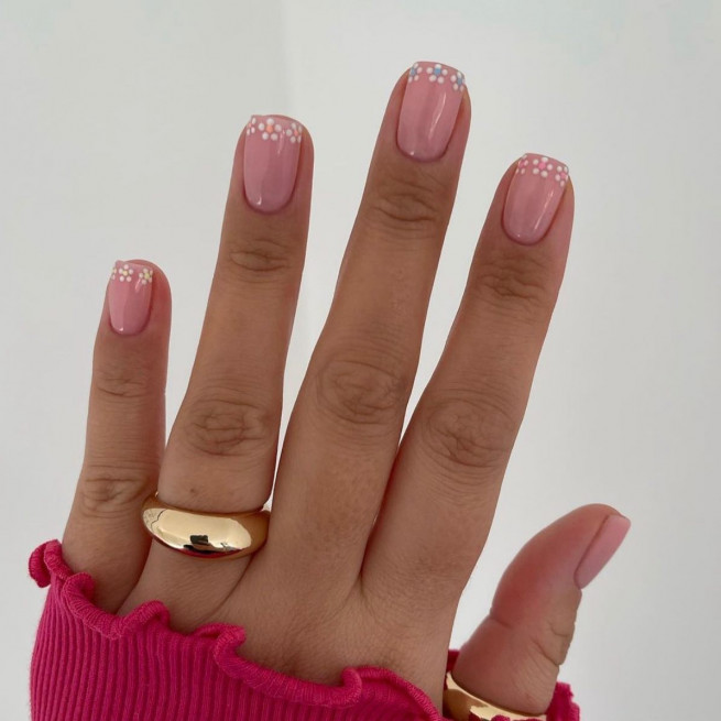50 The Cutest Spring Nails Ever : Ditsy Flower French Tip Nails