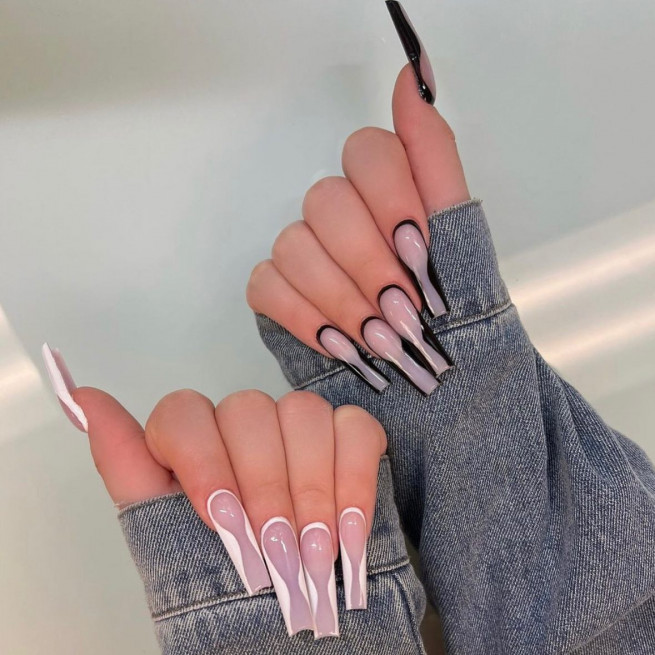 40 The Chicest Nail Art That You Need To Try Out : Black and White Euphoria Inspired Nail Art