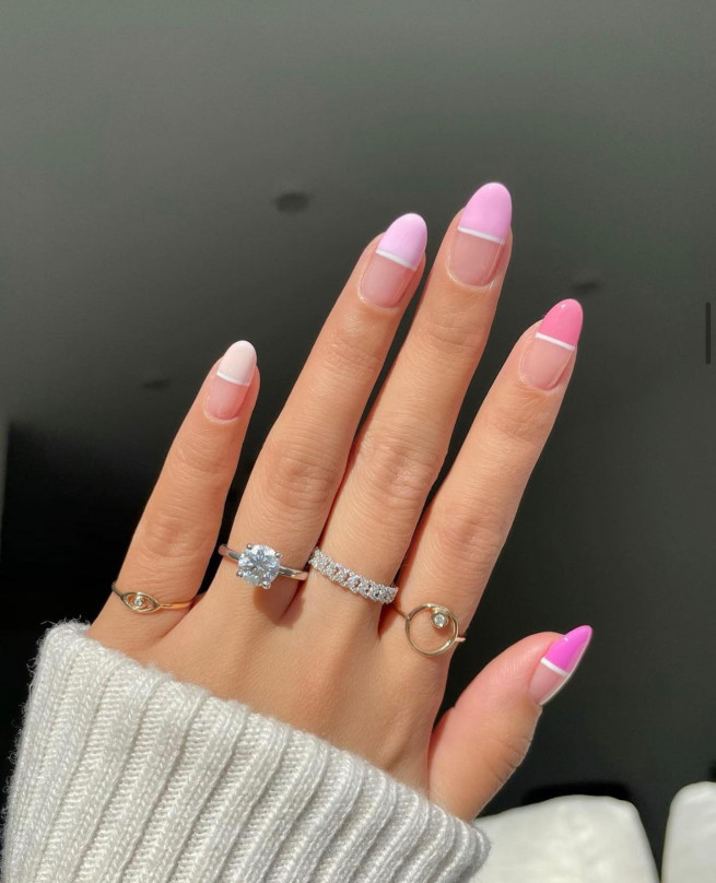 50 The Cutest Spring Nails Ever : Gradient Pink Colour Block Nails