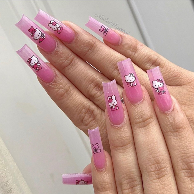 Hello kitty snowman winter nails 😄 : r/NailArt