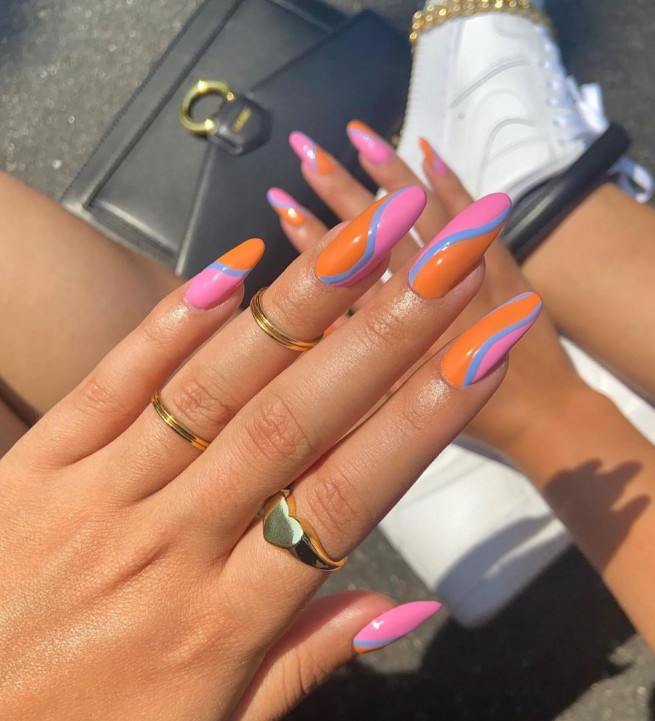 40 Cutest Summer Nail Designs in 2022 : Blue, Pink and Orange Nail Art  Design I Take You | Wedding Readings | Wedding Ideas | Wedding Dresses |  Wedding Theme