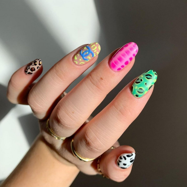 40 Cutest Summer Nail Designs in 2022 : Coco Chanel on Animal Print Nail Art