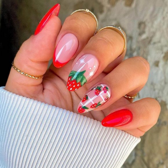 40 Cutest Summer Nail Designs in 2022 : Strawberry Red Nail Art I Take ...
