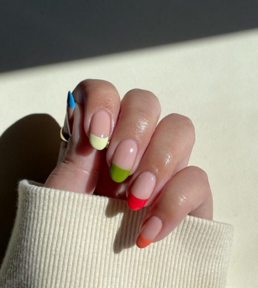 40 Cutest Summer Nail Designs in 2022 : Different Colour French Tip ...