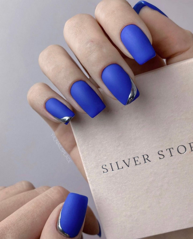 40 Gorgeous Royal Blue Nail Designs : Royal Blue Nails with Silver Details  I Take You | Wedding Readings | Wedding Ideas | Wedding Dresses | Wedding  Theme