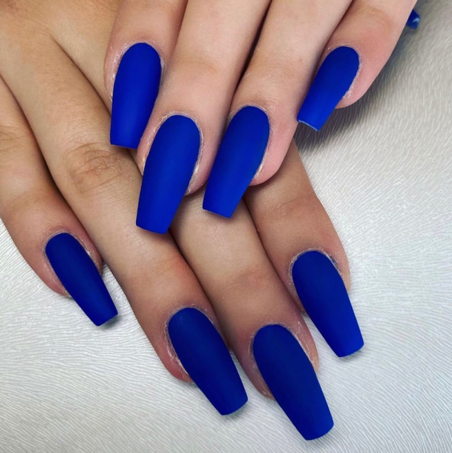 Buy 24 Pcs Press on Nails Long Coffin Fake Nails Royal Blue Luxury Crystal  Glue on Nails Matte Stick on Nails with Rhinestones Full Cover False Nails  Tips for Woman Girls Holiday