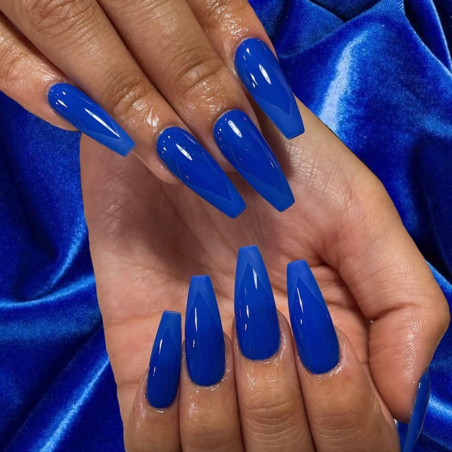 40 Gorgeous Royal Blue Nail Designs : Matte Royal Blue French Tip Nails