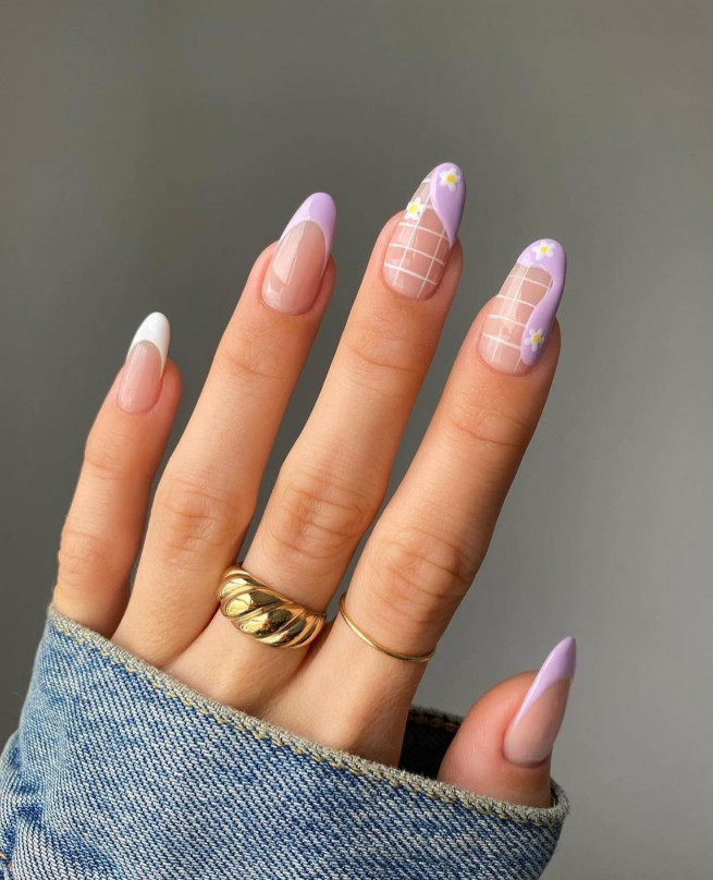 spring nails, spring nails 2022, flower nails, flower nail designs 2022, floral nails, flower french tip nails, flower nail art design