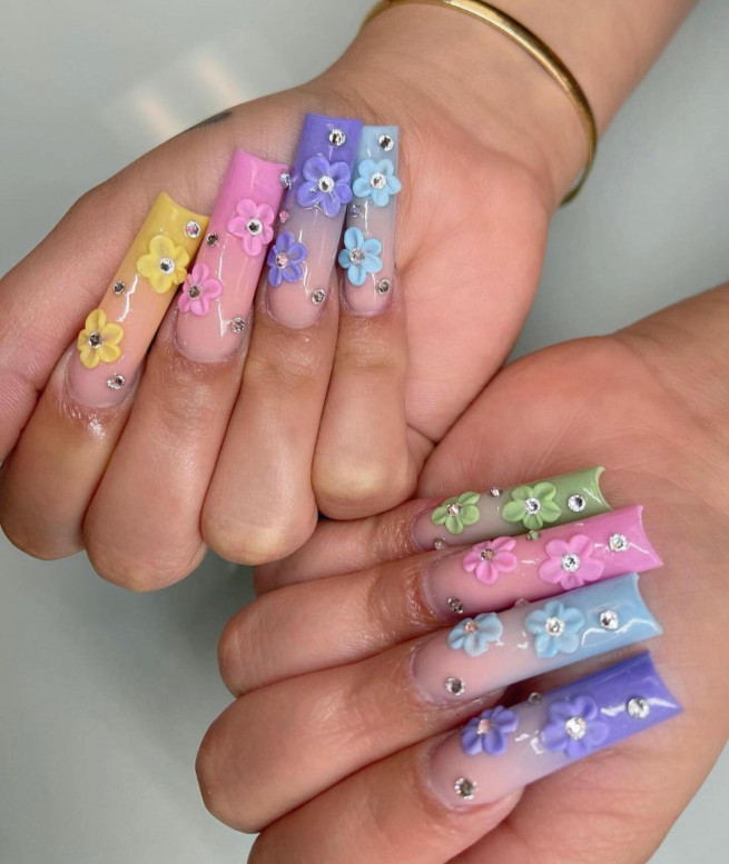handpainted nail art - flower design. : r/NailArt