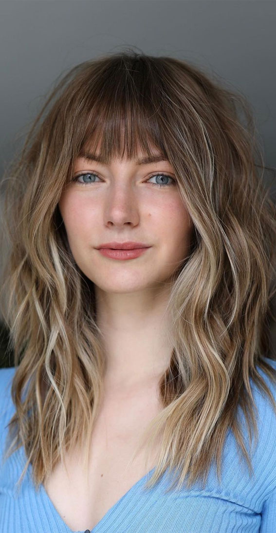 Hairstyles and Haircuts with Bangs to Try in 2024 - The Right Hairstyles |  Layered haircuts with bangs, Hairstyles with bangs, Shoulder length hair  with bangs