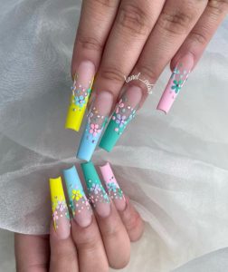 40 Cute Acrylic Nails To Wear This Spring : Different Colour Tip Nails ...