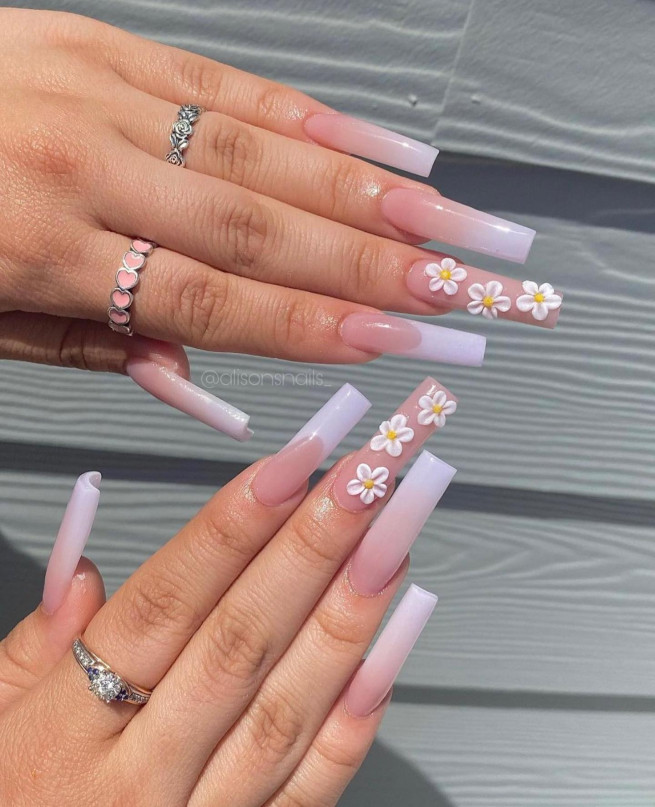 Acrylic Nails with 3D Flowers | Nails, Acrylic nails, 3d flowers