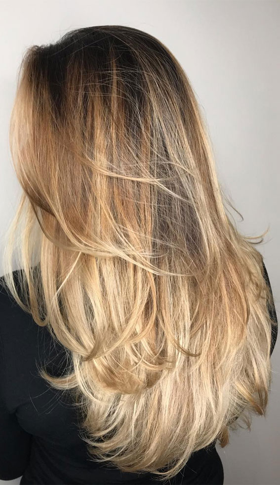 40 Best Layered Haircuts & Hairstyles For 2022 : Ombre Balayage Layered Haircut