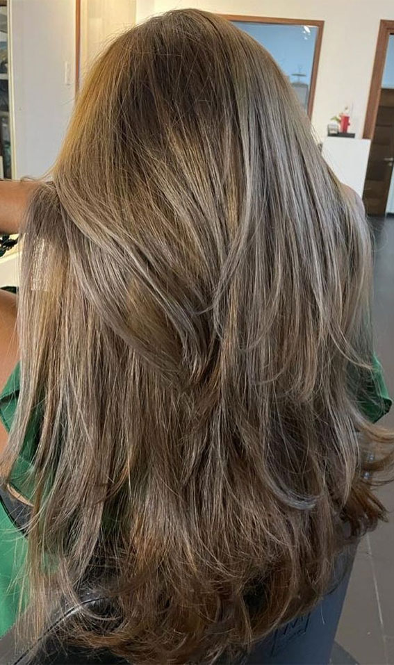 40 Best Layered Haircuts & Hairstyles For 2022 : Grey Blending Balayage Highlights