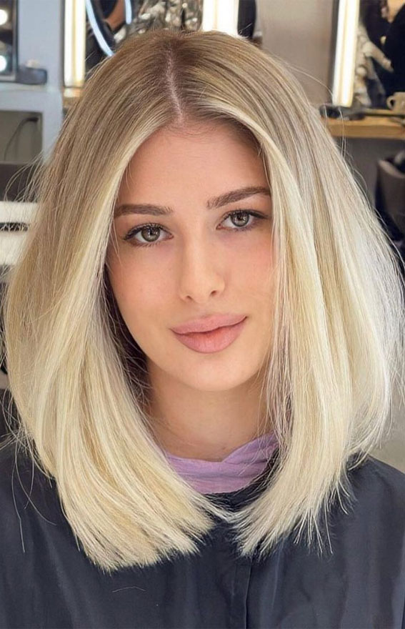 37 Best Blonde For Medium Length Haircuts : Ombre Blonde Lob Haircut