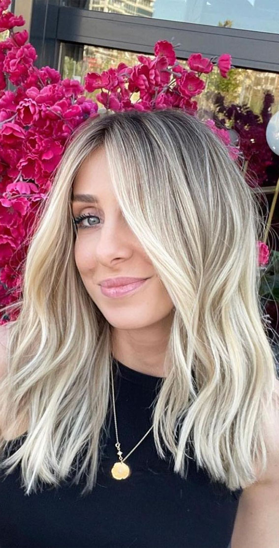 37 Best Blonde For Medium Length Haircuts : Blonde Balayage Beach Style