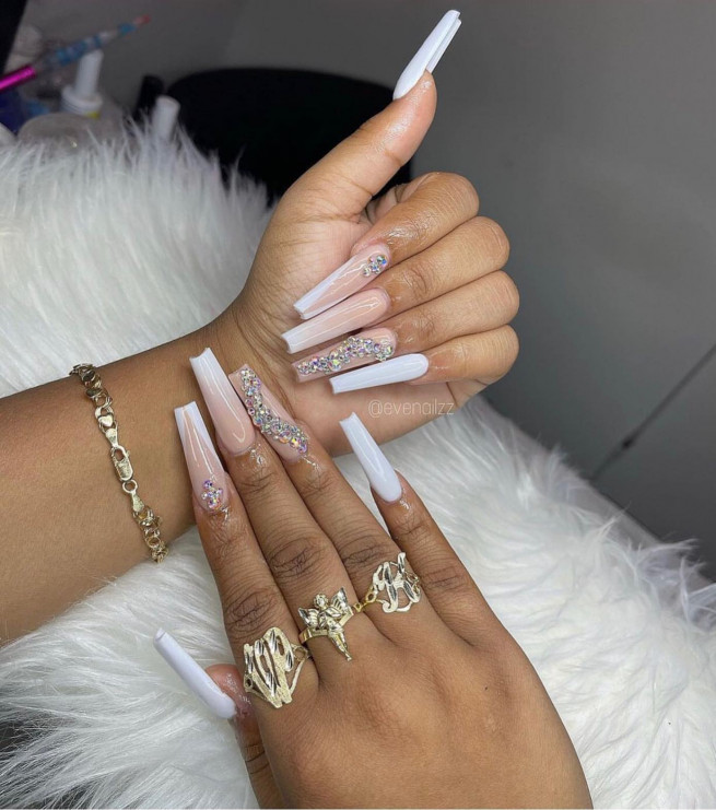 45 Best Prom Nails for 2022 : Ombre Nude V French Nails
