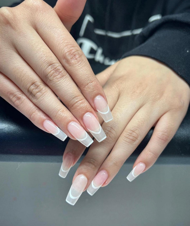 45 Best Prom Nails for 2022 : Simple Double French Nails