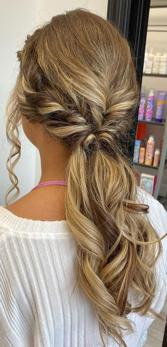 35 Best Prom Hairstyles for 2022 : Messy Twisted Ponytail