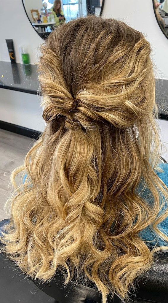 35 Best Prom Hairstyles for 2022 : Voluminous Twisted Half Up