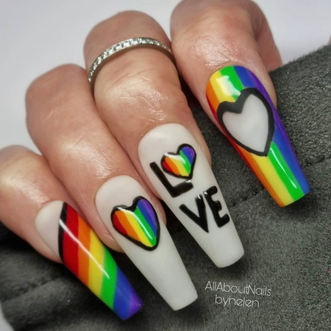 30+ Best Pride Nail Ideas That’ll Brighten Your Outfits : Rainbow Milky White Nails