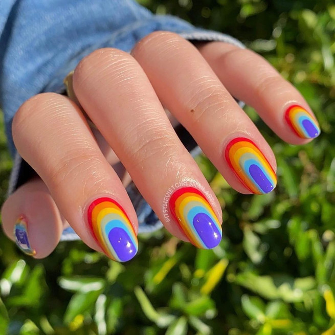 30+ Best Pride Nail Ideas That’ll Brighten Your Outfits : Creative Rainbow Nails