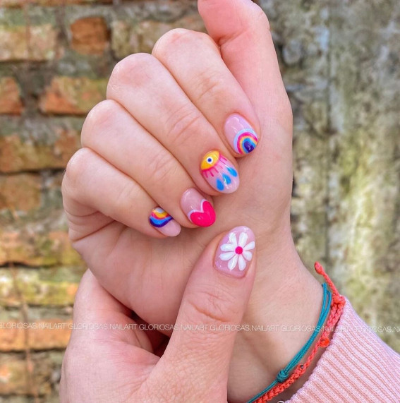 40 Best Summer Nails You’ll Look Forward To Trying : Bright 90s Vibe Nails