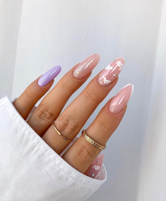 40 Best Summer Nails You’ll Look Forward To Trying : Puffy Cloud Sheer Nails
