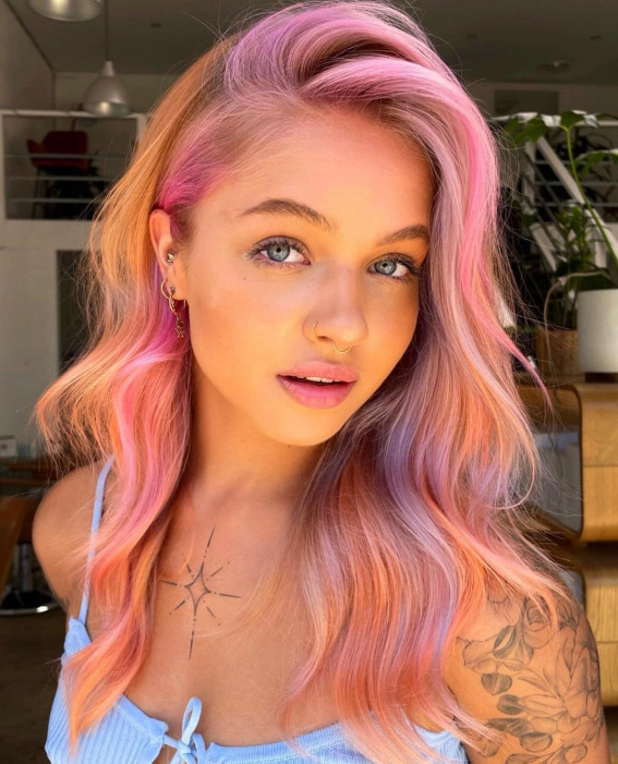 40 Crazy Hair Colour Ideas To Try in 2022 : Lavender, Pink and Peach