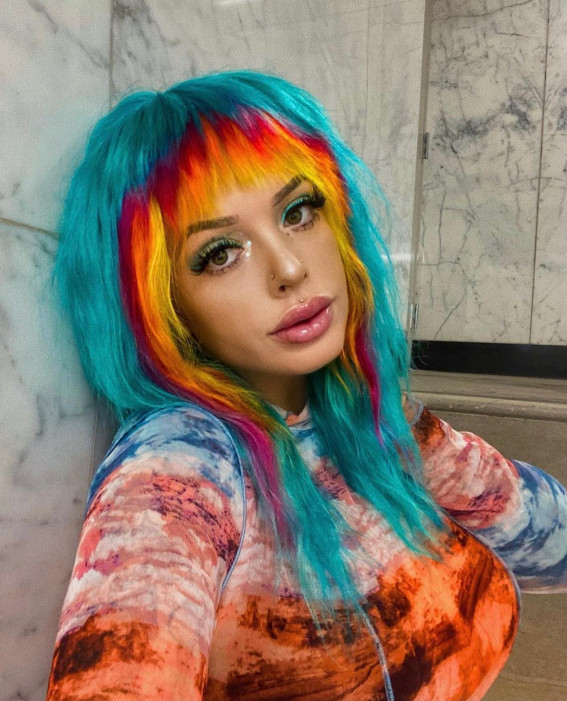 40 Crazy Hair Colour Ideas To Try in 2022 : Neon Punk Pop