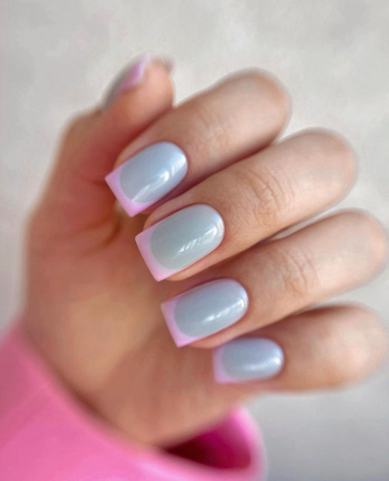 40 Best Summer Nails You’ll Look Forward To Trying : Pink French Tip Grey Nails