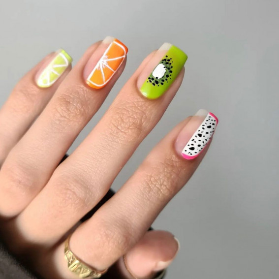 40 Best Summer Nails You’ll Look Forward To Trying : Mixed Fruit Nails