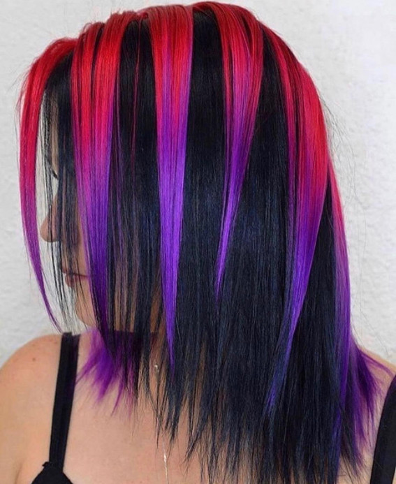40 Crazy Hair Colour Ideas To Try in 2022 : Ombre Red To Purple