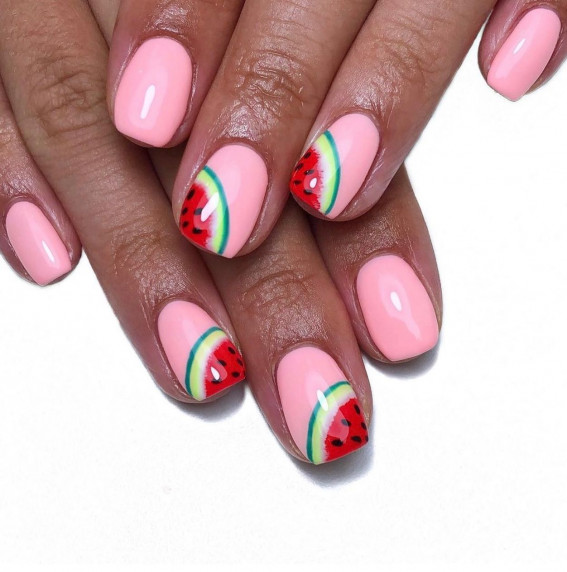 The One With the Watermelon Dry Brush Manicure - The Little Canvas