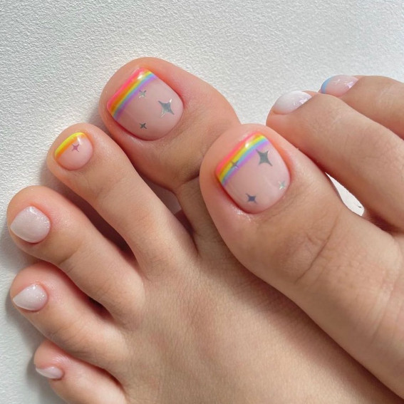 37 Crazy Cute Pedicure Designs : Rainbow French Tip Toe Nails I Take You, Wedding Readings, Wedding Ideas, Wedding Dresses