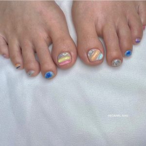 35 Pretty Toe Nail Art Ideas for 2022 : Mixed 3D + Marble Toenails I ...