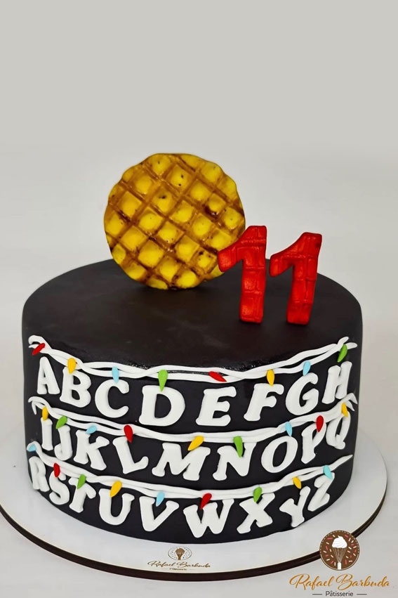 30 Stranger Things Birthday Cake Ideas : Black Single Tier Cake