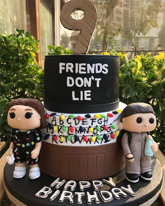 30 Stranger Things Birthday Cake Ideas : Two Tier Cake for 9th Birthday