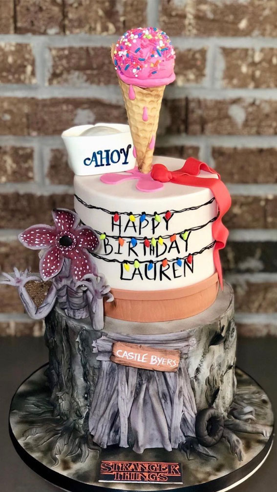 30 Stranger Things Birthday Cake Ideas :  Ice Cream Topper